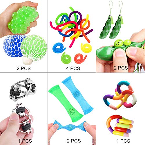 OKSANO Juguetes Sensoriales antiestres 12Pcs, Juguetes Autismo Fidget para niños y Adultos Fiddle Toys for ADHD, Pelota antiestres, Flippy Chain, Soybean Stress Toys, Tangle Toys Esperar