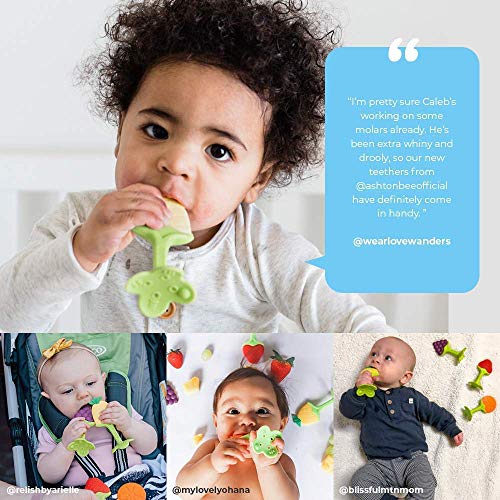 Olele Mordedor Bebes - Suave Sensorial Sin BPA Silicona Natural Mordedor Fruta Bebe | Set de Dentición Libre de BPA para Bebés, Infantil, Niñito (4 unidades)