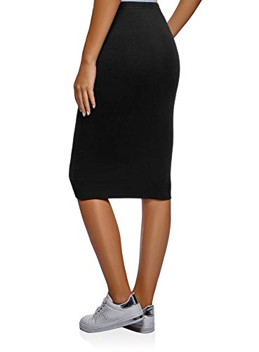 oodji Ultra Mujer Falda Lápiz de Punto, Negro, ES 36 / XS