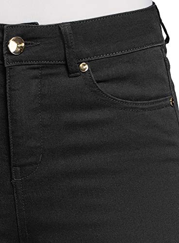 oodji Ultra Mujer Vaqueros Skinny de Cintura Alta, Negro, 28W / 32L