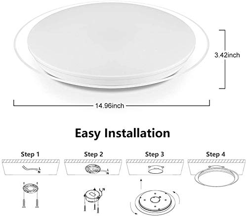 OOWOLF Plafón Luz De Techo LED, Lamparas De Techo Modernas Regulable De 25W De 15,7 Pulgadas RGB Mejorada, Iluminacion Con Control Remoto Para Cocina Dormitorio Comedor