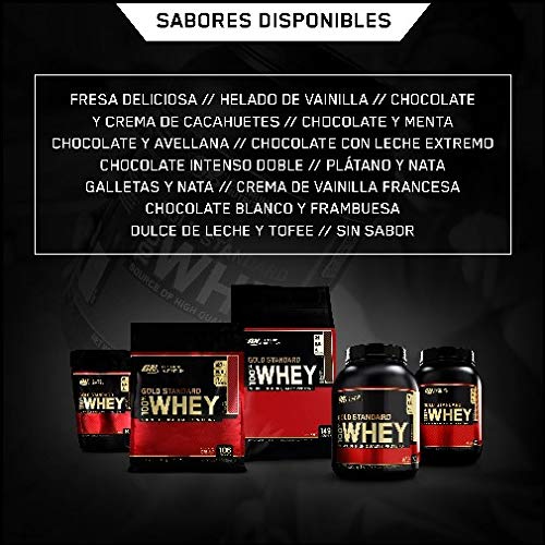 Optimum Nutrition ON Gold Standard 100% Whey Proteína en Polvo Suplementos Deportivos, Glutamina y Aminoacidos, BCAA, Chocolate y Avellana, 70 porciones, 2.24 kg, Embalaje puede variar