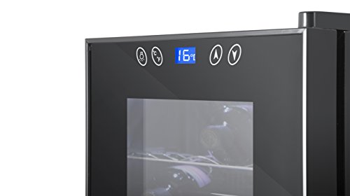 Orbegozo VT 1210, Vinoteca 12 Botellas, 70 W, Led, Display Digital, Panel de Control Táctil, 5 Estantes Extraíbles Cromados, 35 l, Negro