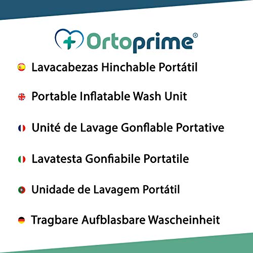 OrtoPrime Lavacabezas Hinchable con tubo de Drenaje - Lavacabezas Portátil Peluquería con Hinchador - Lavabo de Cabello - Bañera Hinchable para Cama y Silla - Kit Completo