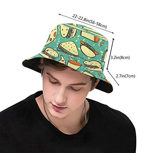 out Fast Food Burger Hot Dog Unisex Gorros de Pescador Sombreros de Pesca Flat Top Fisherman Hat Outdoor Sun Cap