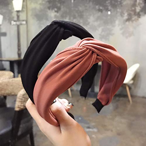 OuYou Diademas de Pelo Anchas de Nudo Bandas para la Cabeza Turbantes para Mujer Diadema Para Mujer Niña Accesorio de Pelo (Negro)