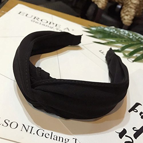 OuYou Diademas de Pelo Anchas de Nudo Bandas para la Cabeza Turbantes para Mujer Diadema Para Mujer Niña Accesorio de Pelo (Negro)