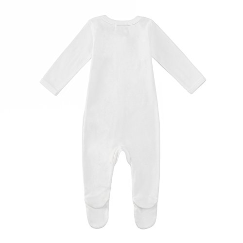 Owlivia Pijama de algodón orgánico para bebé niña con cremallera frontal para dormir y jugar con pies, manga larga