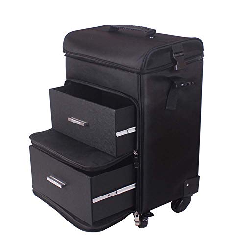 Oxford Laminación Maquillaje Estuche Tren Trolley Estuche cosmético Bolso de equipaje, Uñas De Mujer Caja Herramientas de maquillaje,Tatuaje Belleza Salones Maleta Trolley con 4 ruedas desmontables