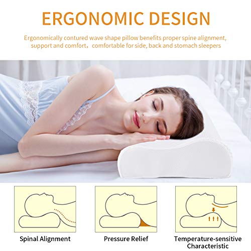 Oxford Street Almohada Viscoelastica,3D Malla Memory Foam Almohada Ergonómica Almohada Cervical con Altura Ajustable,Ortopedica Diseño Terapéutico Reduce Dolores Cuello para Todos Durmientes [60×35CM]