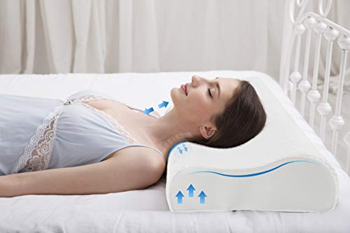 Oxford Street Almohada Viscoelastica,3D Malla Memory Foam Almohada Ergonómica Almohada Cervical con Altura Ajustable,Ortopedica Diseño Terapéutico Reduce Dolores Cuello para Todos Durmientes [60×35CM]