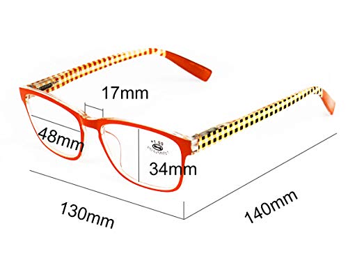 Pack 5 Gafas Lectura Vista Cansada Presbicia, Graduadas Dioptrías +1.00 hasta +3.50, con Montura de Pasta, Bisagras de Resorte, Para Leer, Unisex (+200 (833))