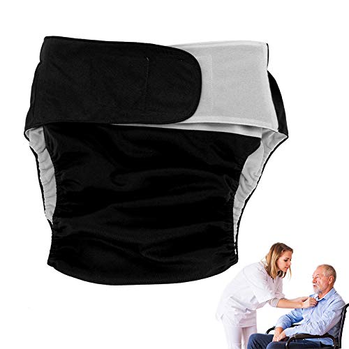 Pañales para adultos, 1 pañal ajustable, lavable y reutilizable, para ancianos (Negro)