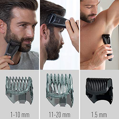 Panasonic ER-GB62-H503 - Recortadora Para Hombre Cuerpo, Barba Y Cabeza (3 En 1, Recargable, Acero Inoxidable, Batería Larga Duración, 39 Ajustes, 3 Accesorios Incluidos) negro