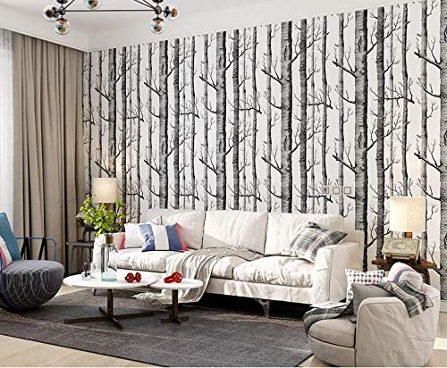 Papel Pintado Pared Abedul 3D 1000CM * 53CM - Diseño Retro Adecuado para Cocina Dormitorio Sala de Estar Pared de Fondo de TV Chico Chica (Abedul Papel Pintado)