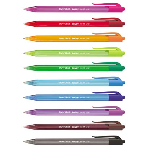 Paper Mate InkJoy 100RT, bolígrafo retráctil, punta media de 1 mm, Pack de 20, colores surtidos