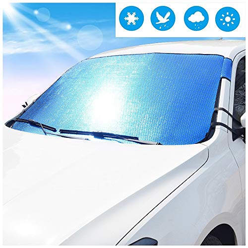 Parabrisas del Coche Cubierta, Doble Cara Plata Protector de Pantalla Solar Rayos Cubierta del Polvo Térmico Cubierta de Hielo Helada, para SUV Most Vehicle (140 * 90cm)