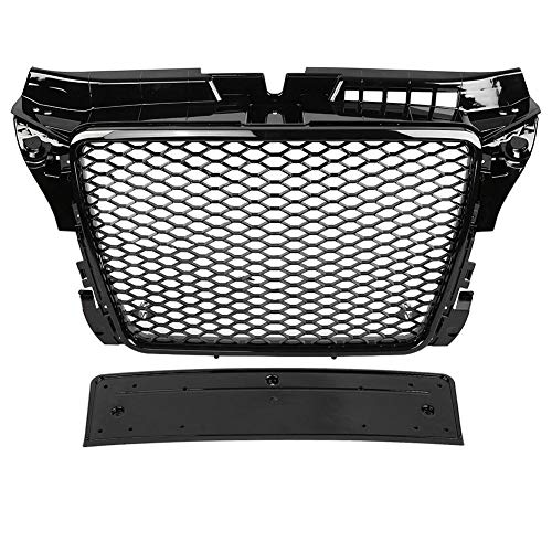 Parrilla de parachoques delantero, estilo Sport Front Hex Mesh Honeycomb Hood Grill Gloss Black para A3/S3 8P 2009-2012