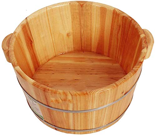 Pediluvio Barril de Madera Kit | Bañera para Pies de Pedicura Kit con 1 Espátula y 100 Bolsas de Plástico para Pediluvio (24cm x 36cm)