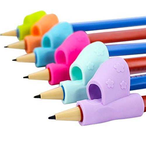 Pencil Grips, bicolor nuevo diseño ergonómico soporte de capacitación de los niños Lápiz Pluma Escritura ayuda agarre postura corrección herramienta 6pcs/set