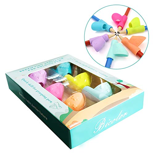 Pencil Grips, bicolor nuevo diseño ergonómico soporte de capacitación de los niños Lápiz Pluma Escritura ayuda agarre postura corrección herramienta 6pcs/set