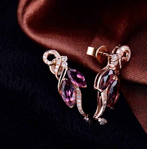 Pendientes Colgantes de Plata esterlina sólida de Cristal Rojo Vintage para Mujer Pendientes de Oro Rosa Pendientes al por Mayor