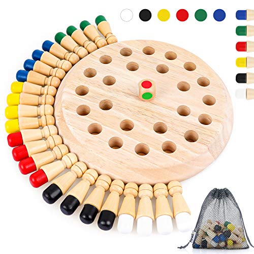 Peradix Juego Ajedrez de Memoria de Madera para Niños,24 Piezas Ajedres de Juguetes Memoria Montessori,Juguetes cognitivos de Color para Niños Educa,Ajedrez para Niños