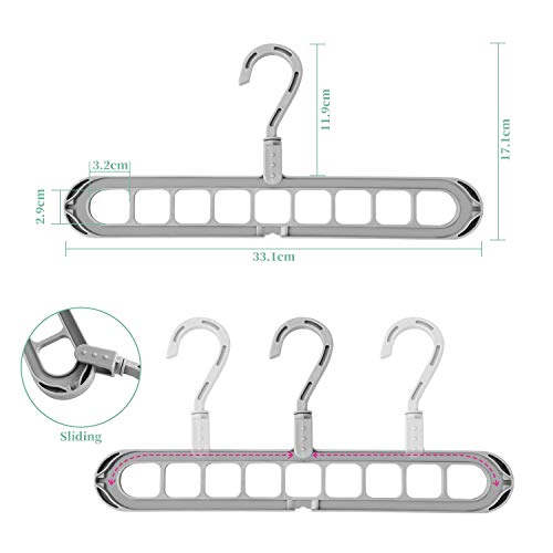 Perchas Ropa Organizador,Abertura en Forma de S, Gancho Giratorio 360ºPerchas de Armario Multifuncionales mágico para Ahorrar Espacio,Plástico Resistente Percha de Ahorro de Almacenamiento Plegables