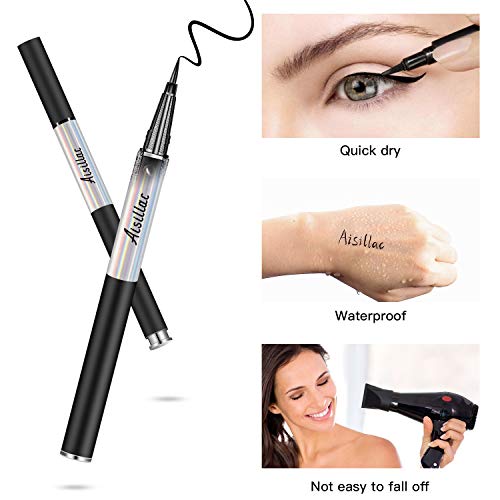 Pestañas No Magneticas Delineador,3D Pestañas Postizas Reutilizables Kit de pestañas postizas de 6 Pares con 2 delineadores de Ojos No magnético Sin Pegamento Pestañas postizas con Pinzas