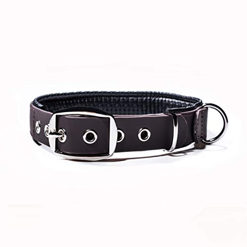 PetTec Collar de Perro Cómodo y Duradero, Fabricado con Trioflex lo Que lo Hace Fuerte; para Perros Grandes o Pequeños, Ajustable y con Relleno Impermeable (Marrón)