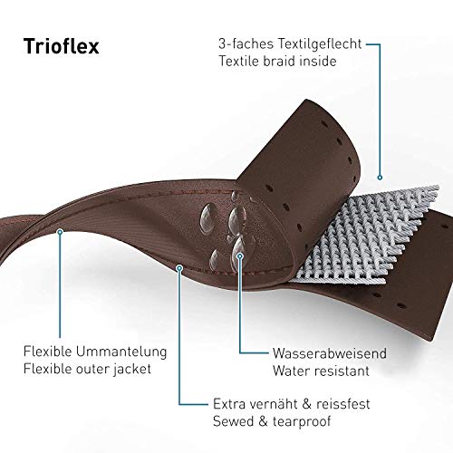 PetTec Collar de Perro Cómodo y Duradero, Fabricado con Trioflex lo Que lo Hace Fuerte; para Perros Grandes o Pequeños, Ajustable y con Relleno Impermeable (Marrón)