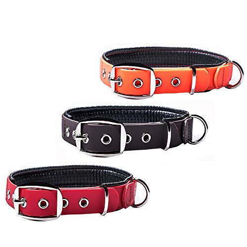 PetTec Collar de Perro Cómodo y Duradero, Fabricado con Trioflex lo Que lo Hace Fuerte; para Perros Grandes o Pequeños, Ajustable y con Relleno Impermeable (Marrón)