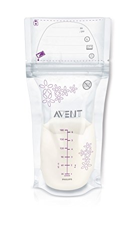 Philips Avent SCF603/25 - Pack de 25 bolsas para almacenaje de leche materna, 180 ml, color blanco