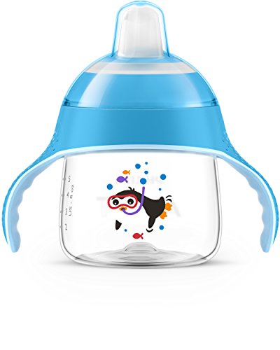 Philips Avent SCF751/05 - Vaso con boquilla blanda, diseño pingüino, para 6 meses, 200 ml, color azul