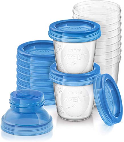 Philips Avent - Set de recipientes para leche materna (10 recipientes + 10 tapas + 2 adaptadores)