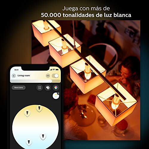 Philips Hue Bombilla Inteligente LED E14, 6.5 W, Luz Blanca y de Colores, Compatible con Alexa y Google Home