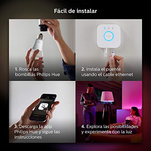 Philips Hue Bombilla Inteligente LED E14, 6.5 W, Luz Blanca y de Colores, Compatible con Alexa y Google Home