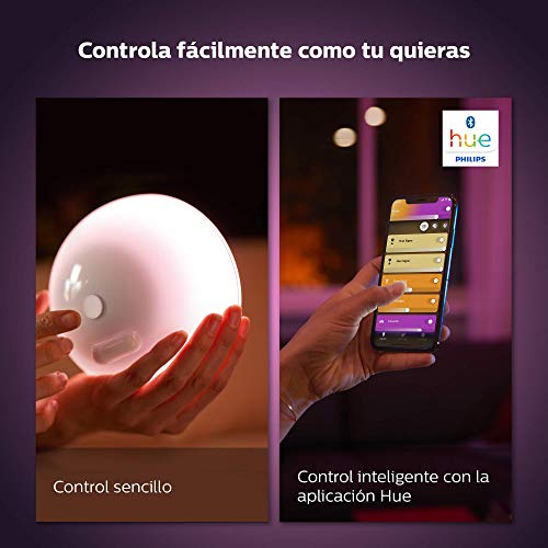 Philips Hue Go Lámpara de Mesa Inteligente LED, con Bluetooth, Luz Blanca y Color, Compatible con Alexa y Google Home