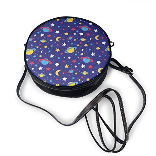 Pintado Cosmic Star Vector Map - Bolso de mano para mujer, piel sintética, con cremallera, redondo, para trabajo, viajes, citas