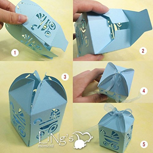 PIXNOR 50 Piezas Caja para Caramelos Regalo Bombones Recuerdos de Bautizos Bodas con Cinta (Azul Cielo)