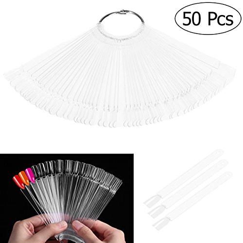 PIXNOR 50 piezas de arte de uñas Tips de color Sticks Pop pantalla ventilador práctica arranque anillo claro DIY