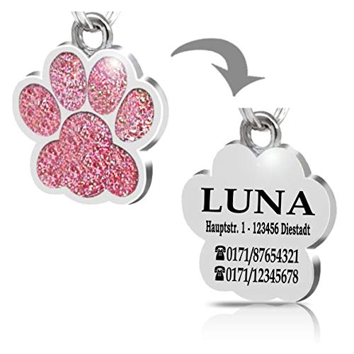 Placa Chapa de identificación Personalizada para Collar Perro Gato Mascota grabada (Plateada)