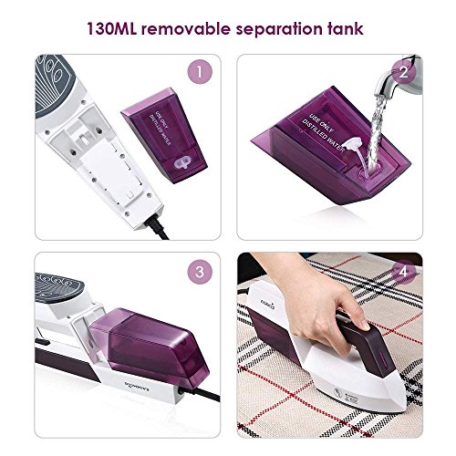 Plancha Ropa Vapor Vertical, EASEHOLD 1150W Vaporizador de Ropa Portátil con Panel Termostático Eliminar Arrugas, 30s Calentamiento, Vertical y Horizontal, 130ml, Hogar & Viajes,Violeta