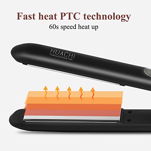 Planchas del Pelo de Viaje Profesional con la Función 2 en 1 Alisador y Rizador con las Placas Cerámica Turmalina Pantalla Táctil, Temperatura Ajustable 80-230℃ Voltaje Mundial, Negro el Despeje