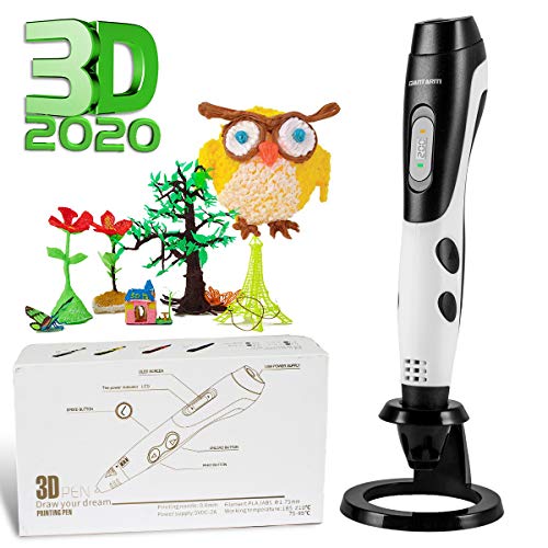 Pluma de Impresión 3D, GIANTARM Pluma 3D con Pantalla LCD,filamento PLA de 12 Colores, Temperatura Ajustable/Velocidad, Boquilla Intercambiable, Juego de lápices de impresión 3D como Regalo Creativo