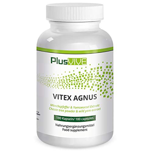 Plusvive - Vitex agnus-castus con extracto de ñame silvestre, 180 cápsulas (250 mg)