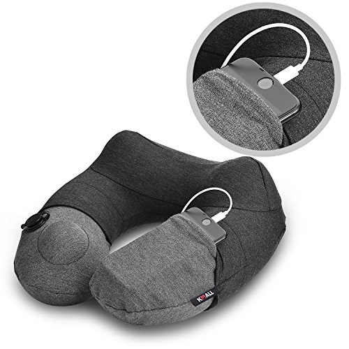 Portable Almohada de Viaje de Bolsas de Aire, Kmall Almohada Cervical Inflable de, Desmontable y Lavable, Soporte para Cabeza, Barbilla y Cuello en Avión, Coche y Tren (Gris)