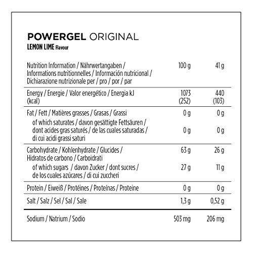 PowerBar PowerGel Original Lemon Lime 24x41g - High Carb Energy Gel + C2MAX Magnesio e Sodio