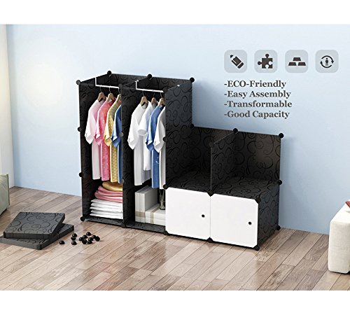 PREMAG Armario portátil para Colgar la Ropa, ropero Combinado, Armario Modular para Ahorrar Espacio, Ideal Organizador de Almacenamiento Cubo para Libros, Juguetes, Toallas (20-Cube)