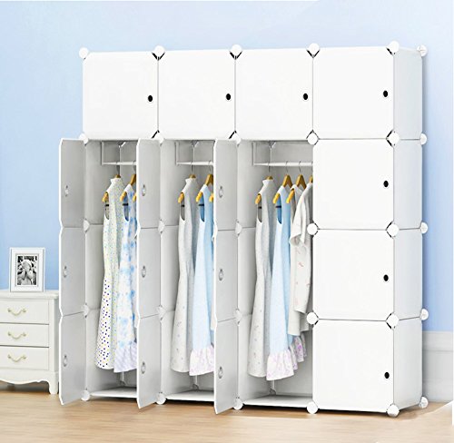 PREMAG - Guardarropa portátil para colgar ropa, armario combinado, armario modular para ahorrar espacio, organizador ideal para libros, juguetes